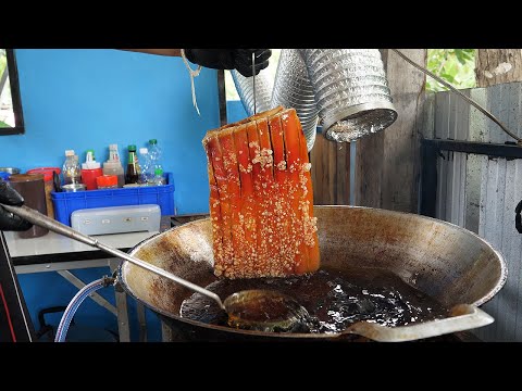 숲속에서 만드는 태국 스타일 바삭한 삼겹살 / thai style crispy pork belly making - thai food