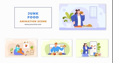Junk Food Lover 2D Flat Animated Character After Effects Template