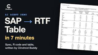 Clindroid Buddy Demo: AI Agent Writes the TFL Spec, R Code and RTF Table from a SAP