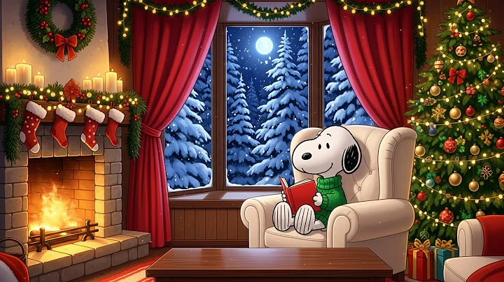 Snoopy Christmas Fireplace Lofi 🌙🔥 | Cozy Winter Jazz for Calm Moments