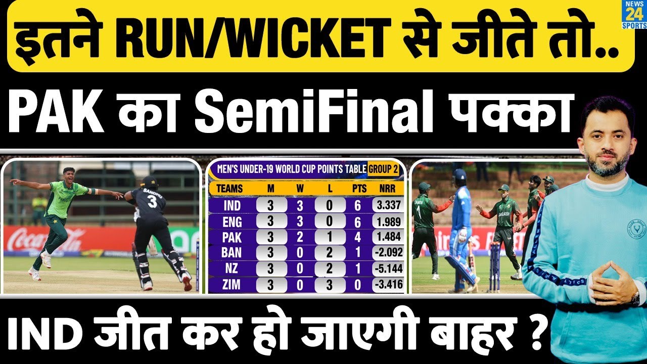 U19 World Cup के Semifinal में Pakistan कैसे होगी Qualify? India | Run Rate | Points Table |Scenario