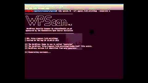 Hacking using Wpscan with Backtrack