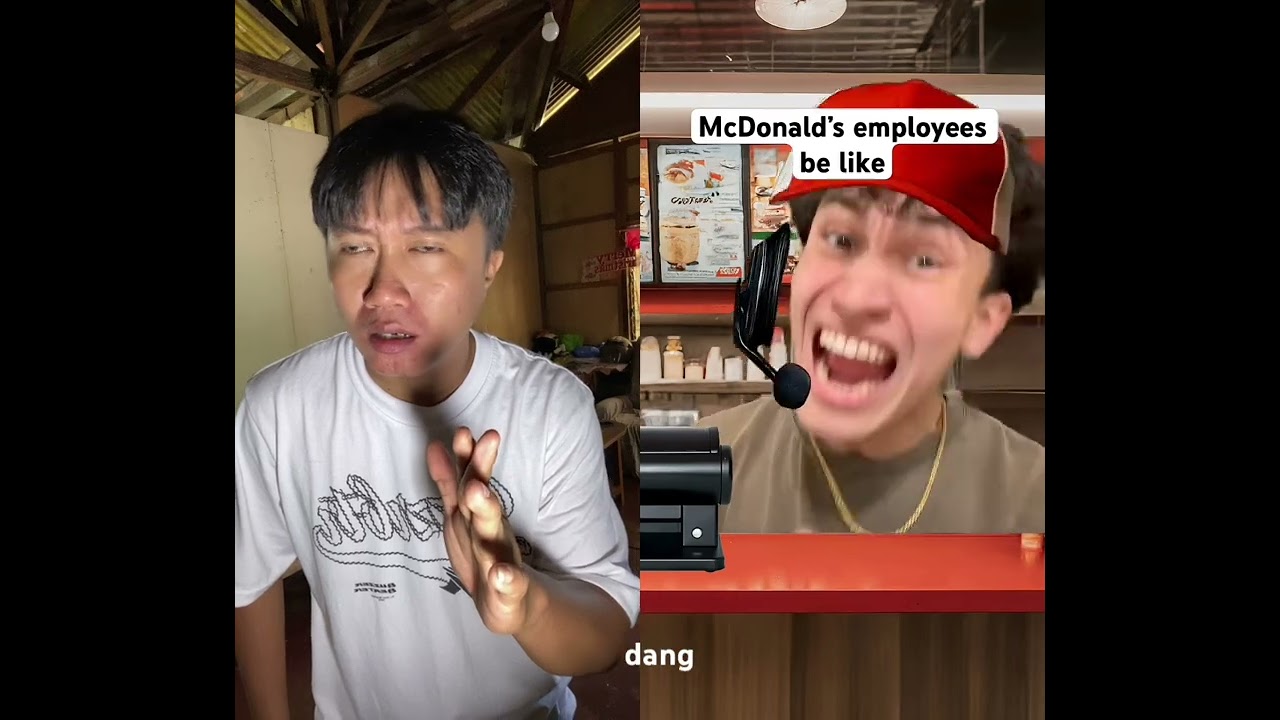 Сотрудник Макдоналдса в плохом настроении.