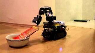 RP6 RA2 M32 Xbee  - Arm Test - Robot bringing  snacks :-)