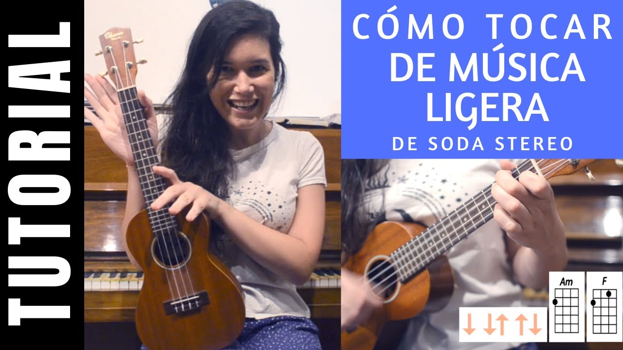 cómo tocar en ukelele DE MÚSICA LIGERA de SODA STEREO tutorial COMPLETO  acordes fácil - YouTube
