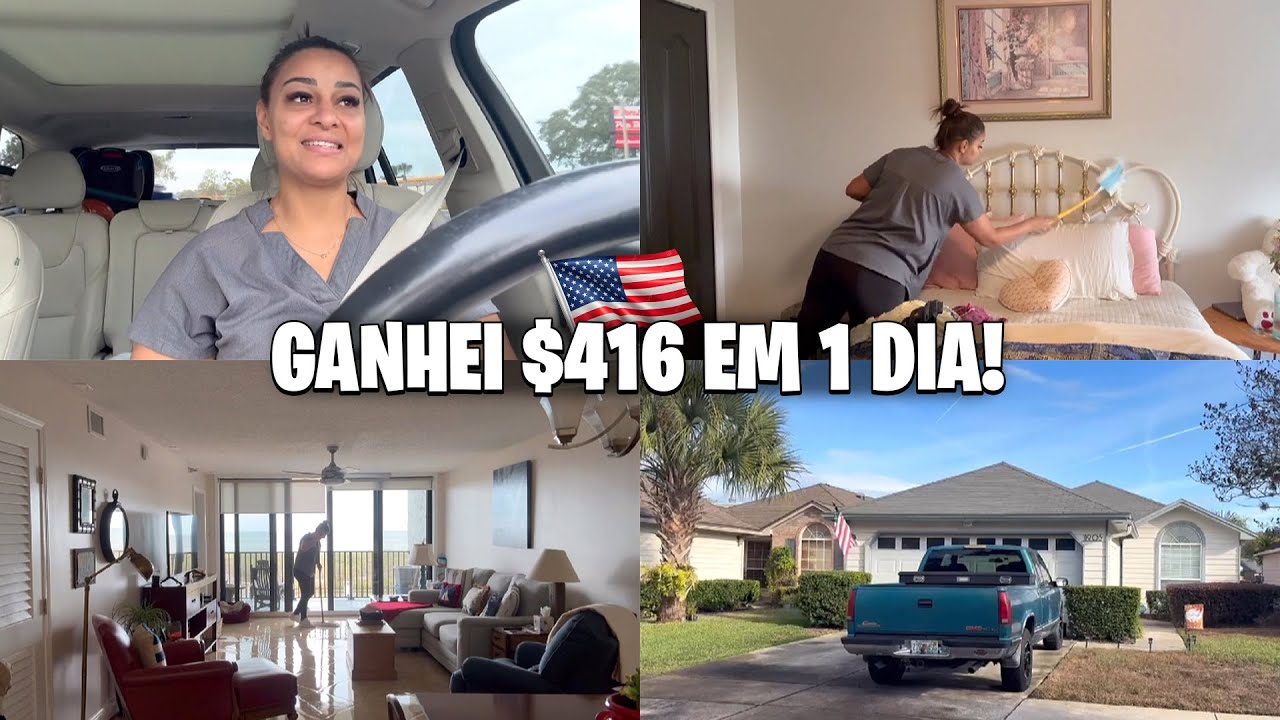FAXINA NOS EUA: LIMPEI 2 CASAS + 1 APTO E GANHEI $416!