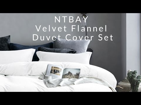 NTBAY Velvet Flannel Queen Duvet Cover Set