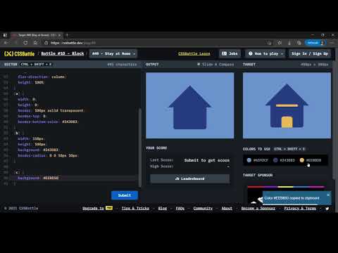 CSS Battle Target #49 | Stay at Home | All cssbattle.dev solutions