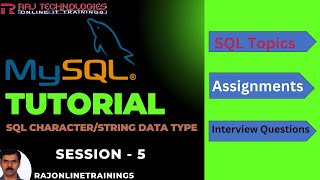 MySQL Tutorial for Beginners | SQL Data Types - Character/String Data Type | rajonlinetrainings