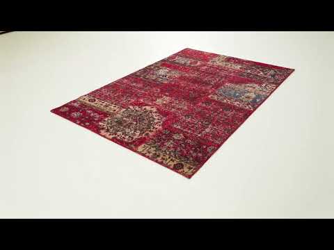 Handwoven Patchwork Patterned Red Wool Ethnic Rug — review video cover image