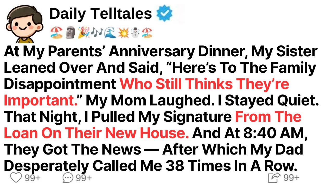 At My Parents’ Anniversary Dinner, My Sister Leaned Over And Said, “Here’s To The Family Disappo...
