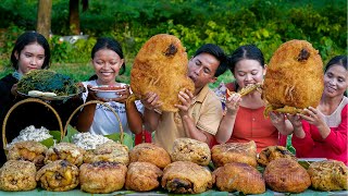 Deep-Fried Chicken Wrapped Glutinous Rice Recipe - Cooking For Donate - Village Food Video