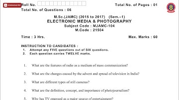MSC JAMC 1ST SEM ELECTRONIC MEDIA AND PHOTOGRAPHY MAY 2019 | PTU