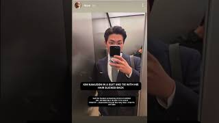 Kim Namjoon In A Suit And Tie With His Hair Slicked Back