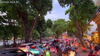 Hanoi Rush Hour! Motorbikes Take Over the Sidewalk 🇻🇳 I 4K