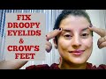 Top 6 Exercises & Massage to Lift Droopy Eyelids & reduce Eye Wrinkles (Crow's Feet)|Rachna Jintaa