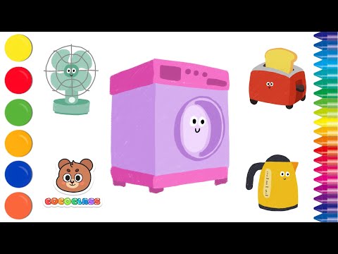 Learning and Drawing Home Appliances — Learn Colors and Words!