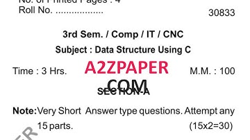 HSBTE Diploma 3rd Sem Data Structure Using C Question Paper Dec 19