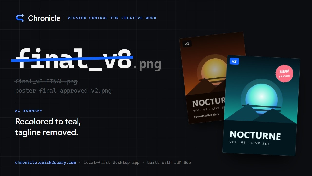 Chronicle: AI Version Control for Creative Files | IBM Bob AI Builders Challenge