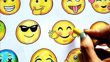 World Emoji Day drawing Easy | How to draw different types of Smileys