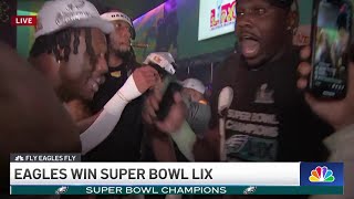 WATCH: Eagles players celebrate their Super Bowl win