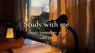 STUDY WITH ME - 1 HOUR | Pomodoro 50/10 | calm Lofi