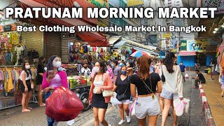 4K 🇹🇭 Walking Pratunam Morning Market in Bangkok, Thailand (5am - 9am)