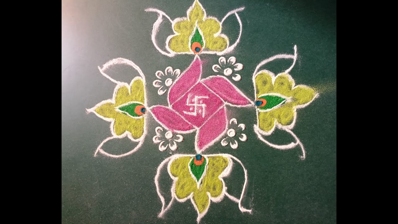 Simple and easy rangoli design | Everyday rangoli design | latest rangoli | dot rangoli | beautiful