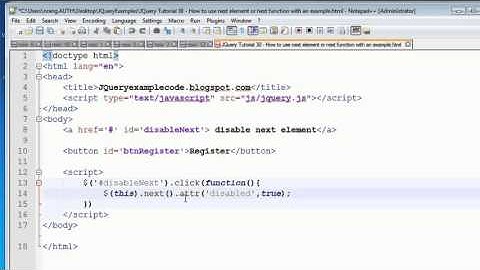 JQuery Tutorial 30 - How to use next element or next function with an example