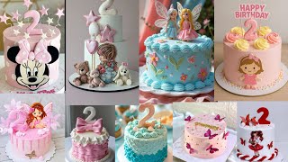 🧚2nd Birthday Cake Design For Baby Girl/2year Baby Girls Birthday Cake Design/Simple Cake Design 