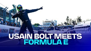 Usain Bolt drives Formula E car in Mexico!