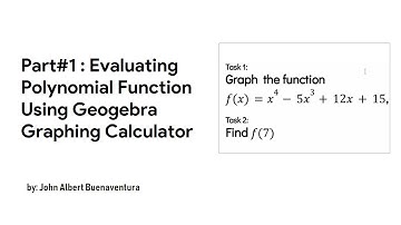 Part 1:  Evaluating Polynomial Function Using Geogebra Graphing