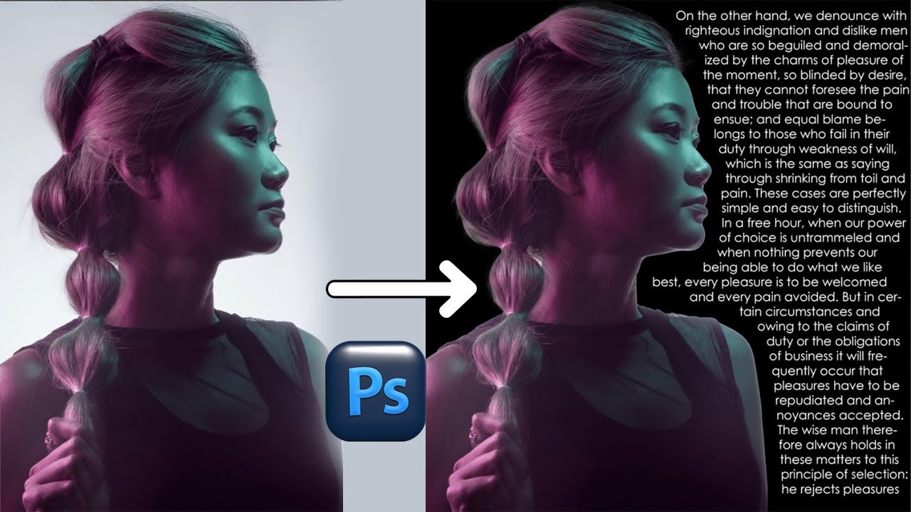 How to Wrap Text Around the Subject in Photoshop #photoshoptutorial ...