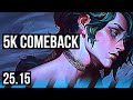 HWEI vs AHRI (MID) | 5k comeback, 53k DMG, Legendary | KR Master | 25.15