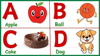 A for Apple| ABCD letters for Kids| Learn ABC with Pictures | abcd song sounds |A-Z@KidsFunZone-01