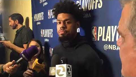 t w i t c h live: Quinn Cook postgame scrum after Warriors (4-2) d. Houston Rockets in G6, 2019 WCS