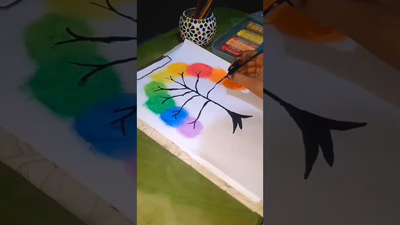 "Simple yet colourful tree sketch 💫 