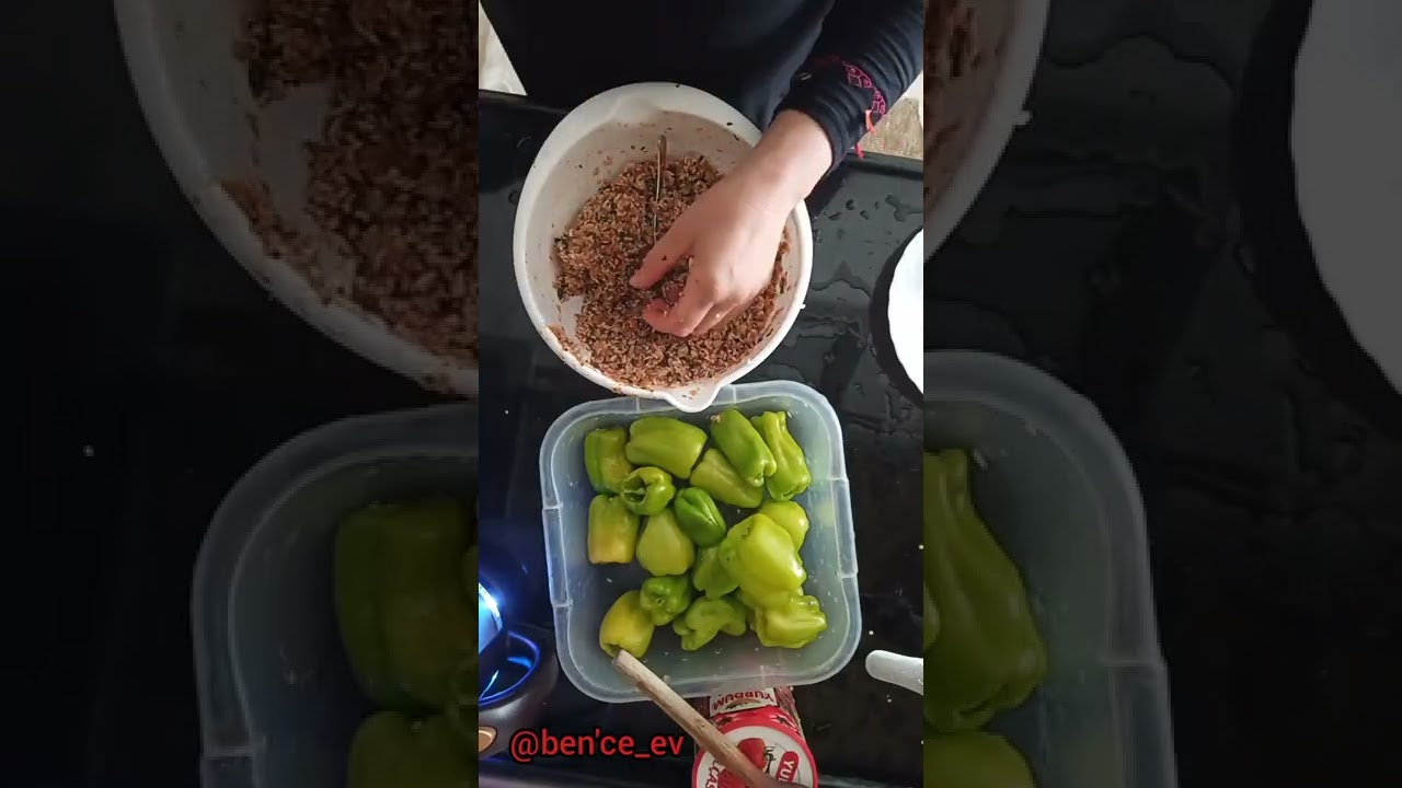 PRATİK BİBER DOLMASI (Çiğ malzeme ile) #like #shorts #video #youtube #subscribe #biberdolması