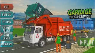 mobil truk mengambil sampah di trotoar jalan raya garbage truck simulator screenshot 2