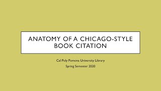 Anatomy of a Chicago Book Citation