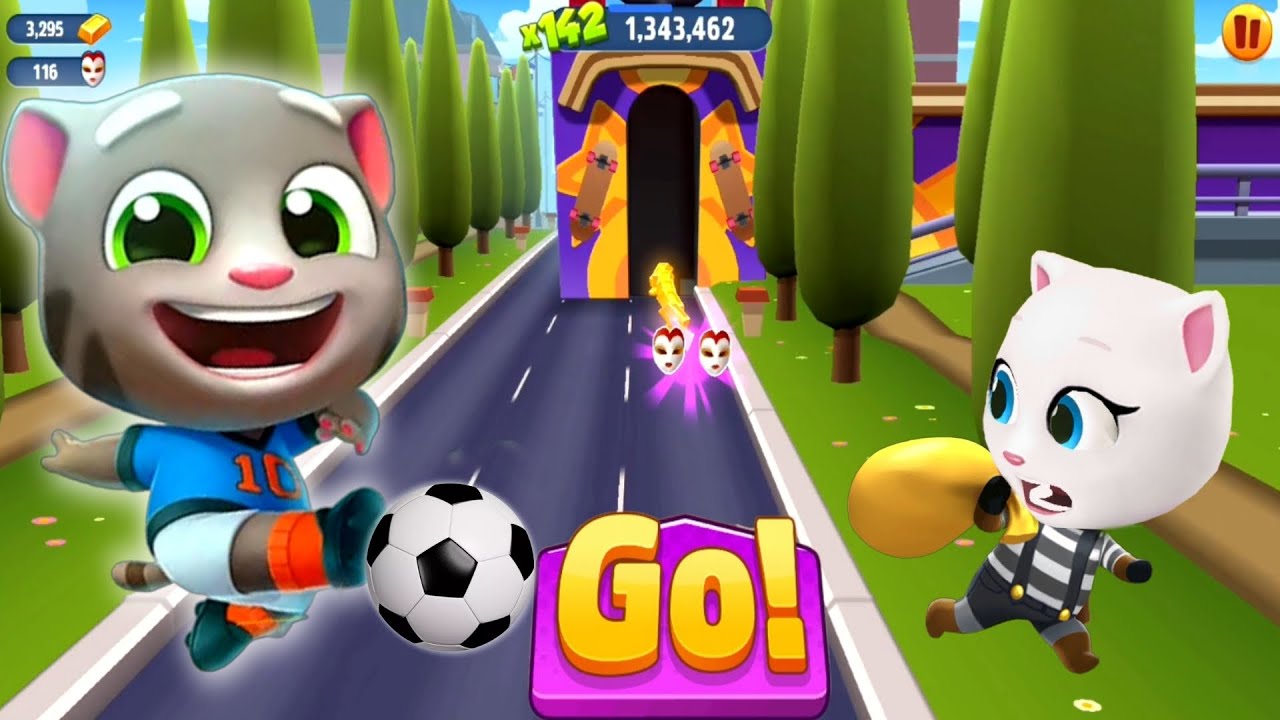 Talking Tom Gold Run Randomly Unlock - Football Tom vs Mystic World - Full Screen Game
