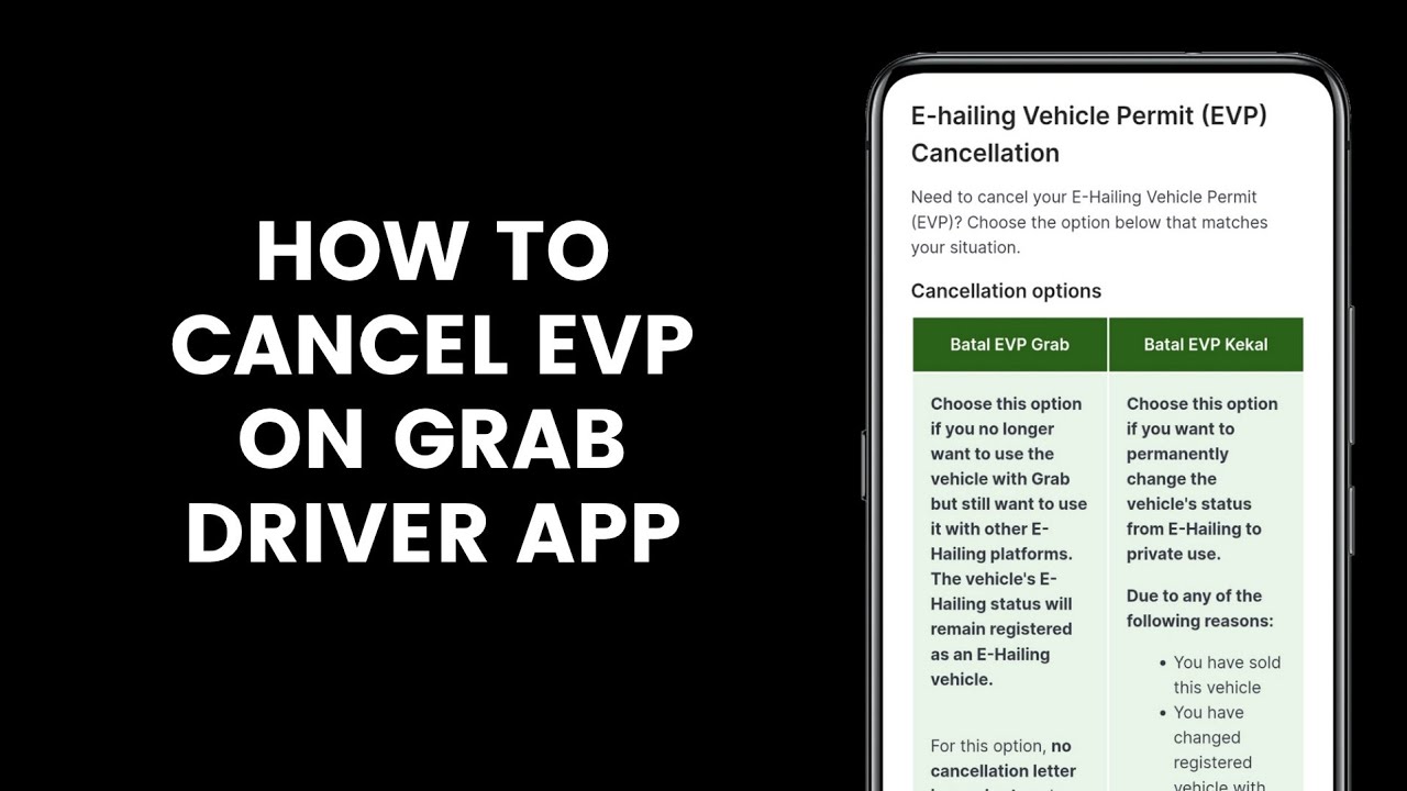 How to Cancel EVP or E Hailing Vehicle Permit on Grab Driver App