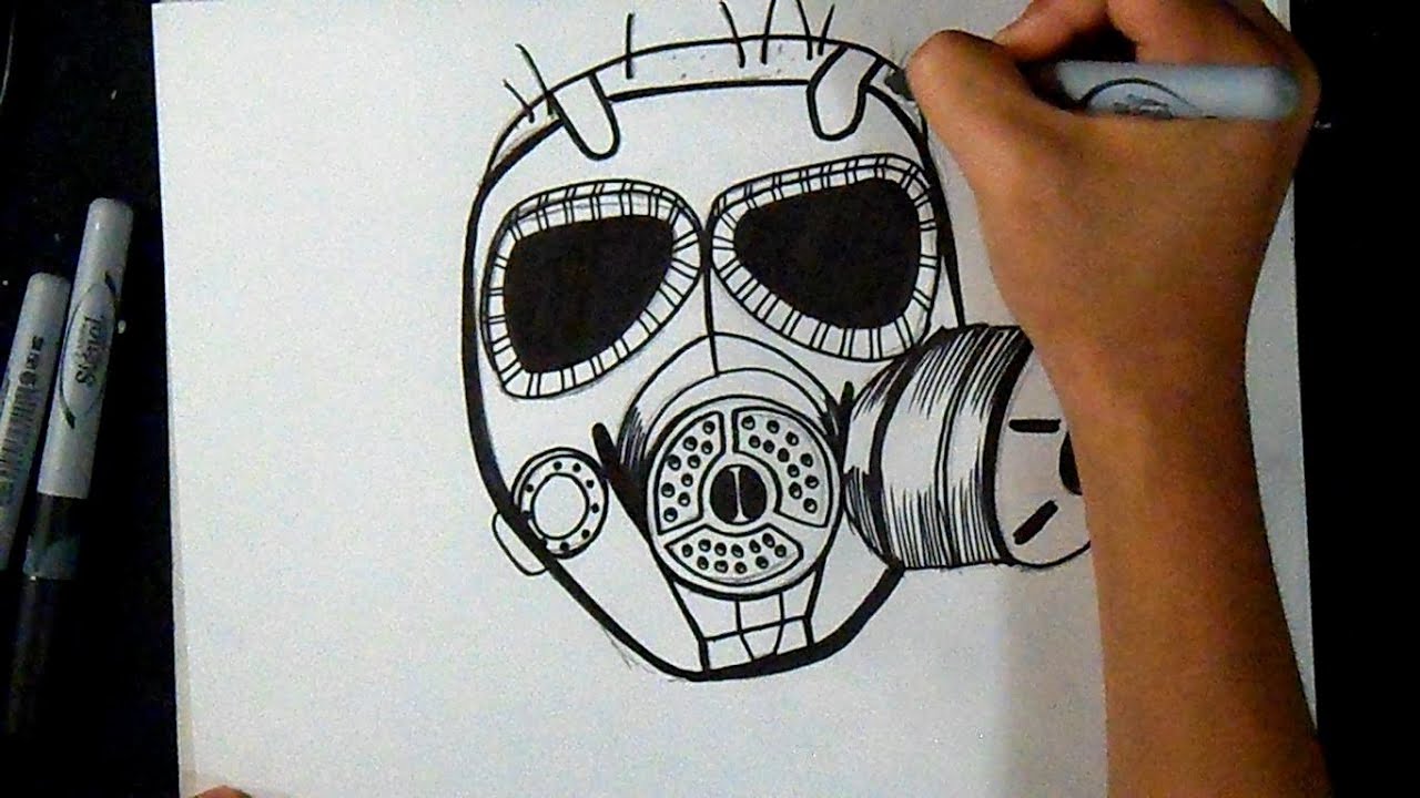 como desenhar uma máscara de gás grafite youtube