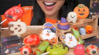 LUKCHUP THAI DESSERT + HALLOWEEN CANDY (ASMR EATING SOUNDS) LIGHT WHISPERS | SAS-ASMR