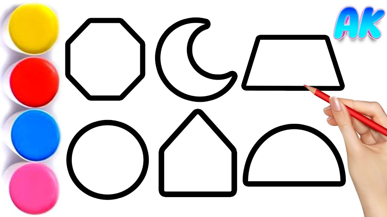 Learn to draw 2d Shapes, Colors for kids | Toddler Learning videos ...