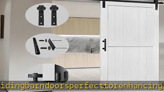 S&Z TOPHAND® 28in x 84in MDF Barn Door with 5FT Sliding Door Hardware Kit, 24-60in Solid Barn Door