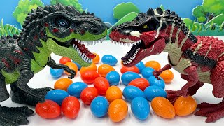 30 Dinosaur Eggs Hatching! Dino Item In Dino Egg. Blue T-rex And Red T-Rex
