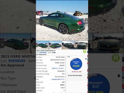 2023 Ford Mustang GT At Copart Muscle Car In A Salvage Auction