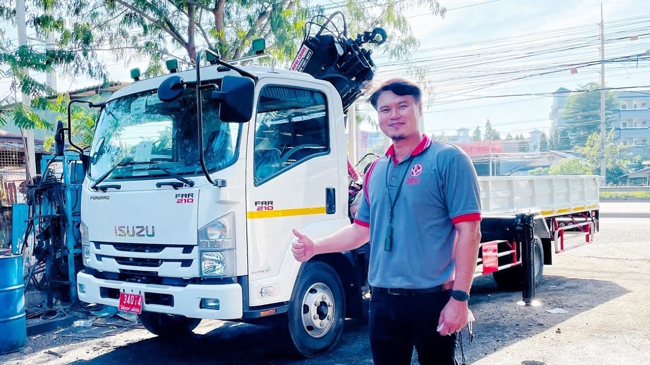 ทดสอบการทำงานรถบรรทุกติดเฮี๊ยบ 3 ตัน ก่อนส่งมอบถึงมือลูกค้า อีซูซุ FRR 210 แรงม้า