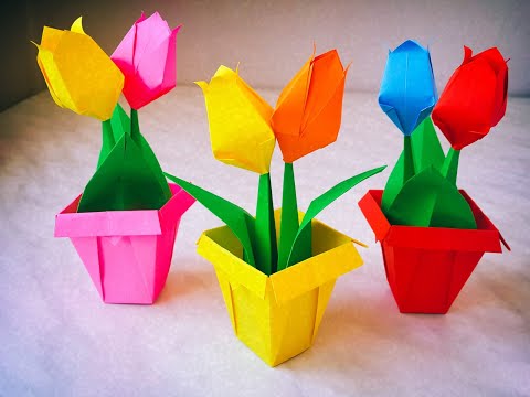 Kağıttan Kolay Vazo Yapımı -Origami 23